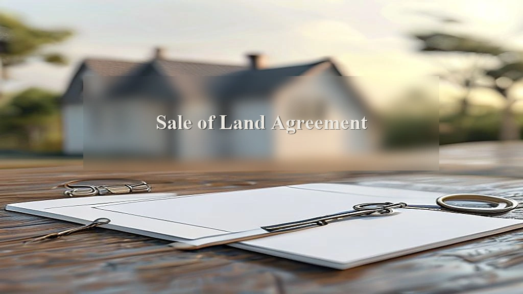 Gold and black legal document card image for Sale of Land Agreement.