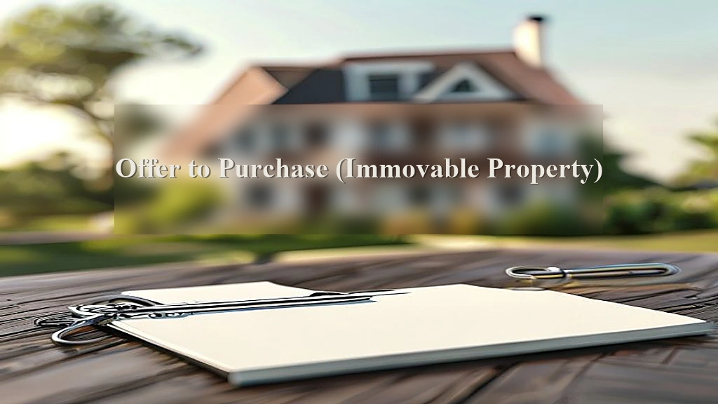 Photograph representing Offer to Purchase (Immovable Property)