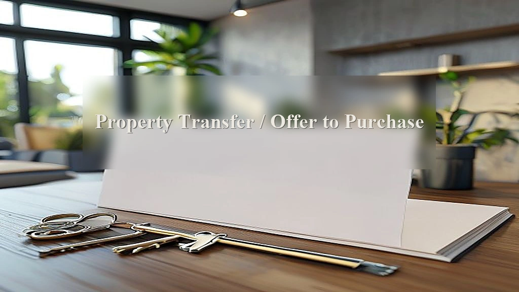 Gold and black legal document card image for Property Transfer / Offer to Purchase.
